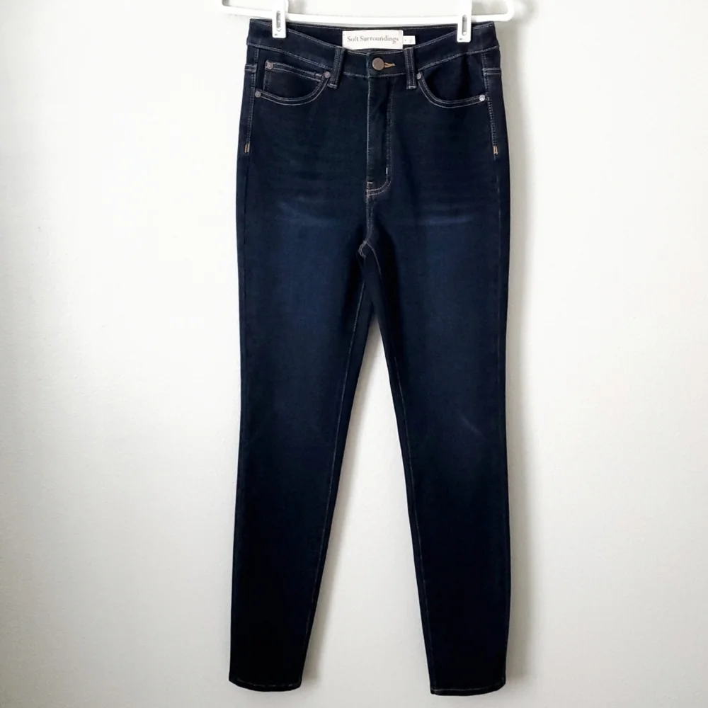 Soft Surroundings High Rise Dark Wash Skinny Jeans, Size 4